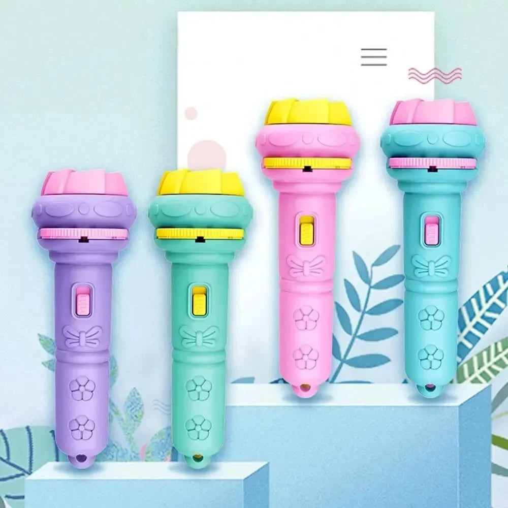 Flashlight with 10 Cards and 80 Image Cartoon Night Light Projector