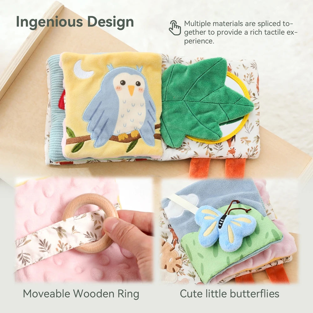 Baby Montessori Toy Soft Baby Book 3D Touch Feel High Contrast Cloth