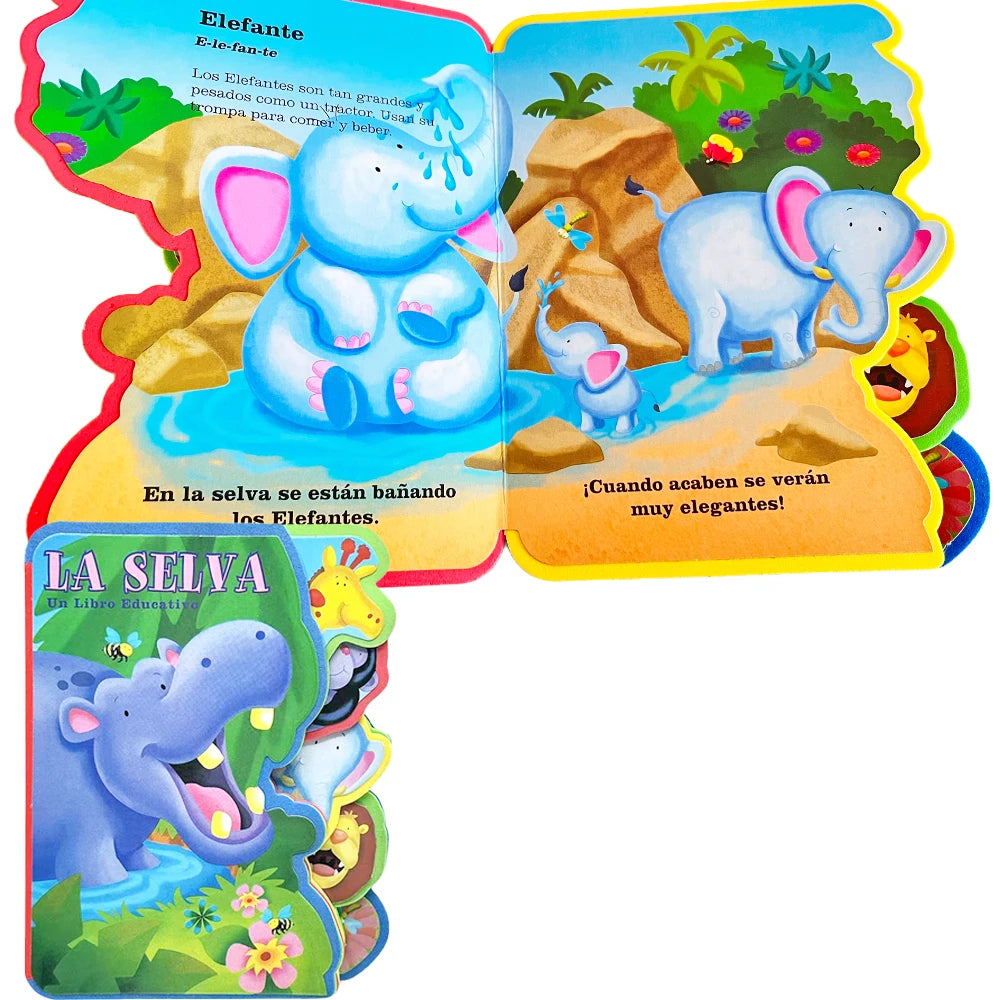 Spanish Children's Sponge Storybook 2-5 Years Cute Animal Illustrations Cognitive Enhancement