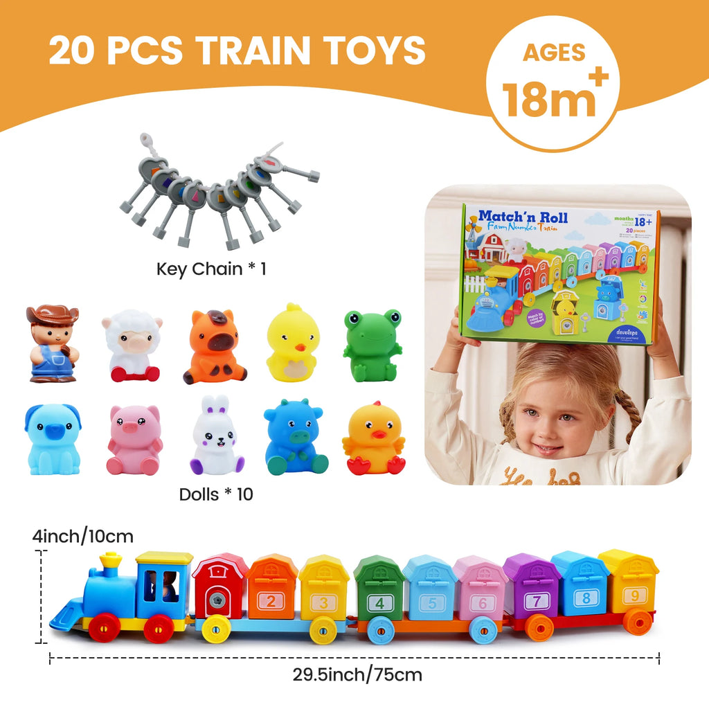 Farm Train/Surprise Party Set for Toddlers Learning Counting, Matching & Sorting Fine Motor Skills.