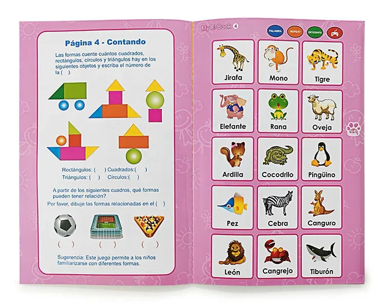 Spanish Learning E-Book with Interactive Voice Reading!